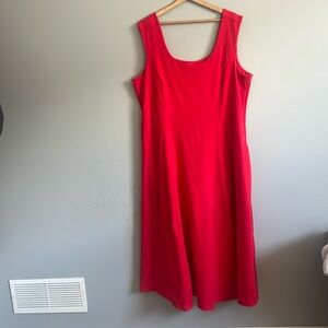 Lands’ End 2X Red Sleeveless Scoop Neck Midi Dress w/ Pockets